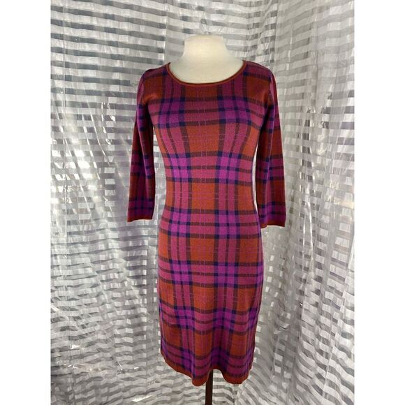 Isaacmizrah Plaid Print Long Sleeve Sweater Dress - Picture 1 of 6